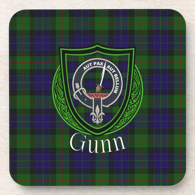 Porta-copo Gunn Scottish Clan Tartan & Crest (Frente)