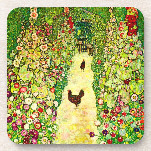 Porta-copo Gustav Klimt Garden com Galinhas (Frente)