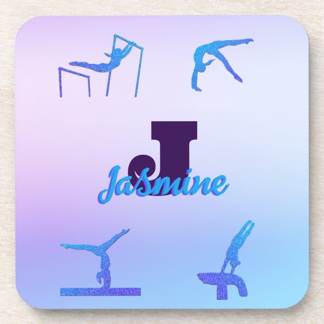 Porta-copo Gymnastics Blue Purple Monograma Personalizado (Frente)