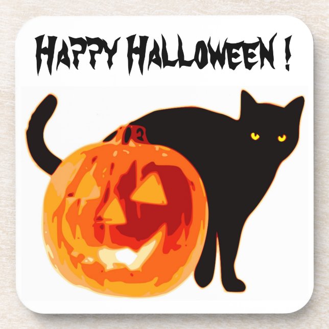 PORTA-COPO HALLOWEEN BLACK CAT E PUMPKIN (Frente)