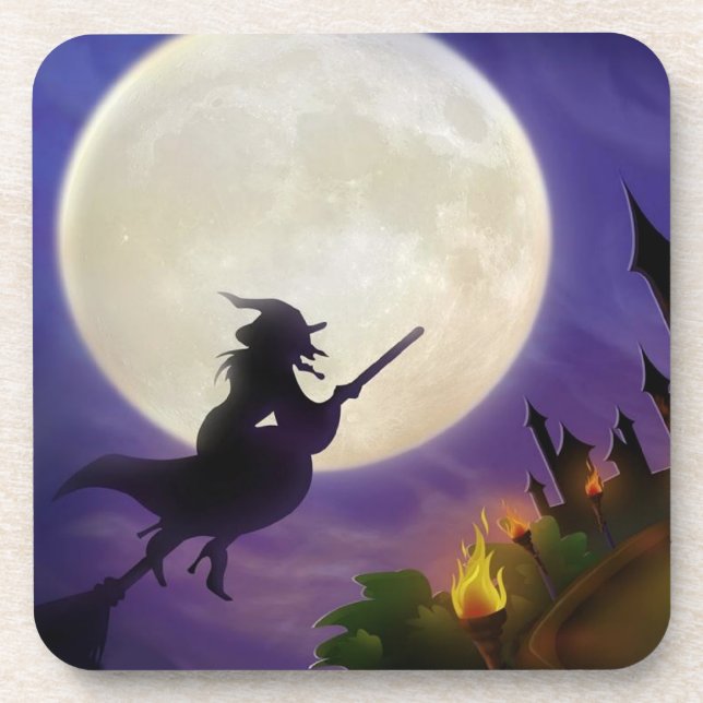 Porta-copo Halloween Bruxa Cheia Lua (Frente)
