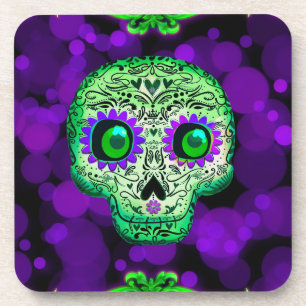 Porta-copo Halloween do Crânio de Açúcar Verde e Roxo