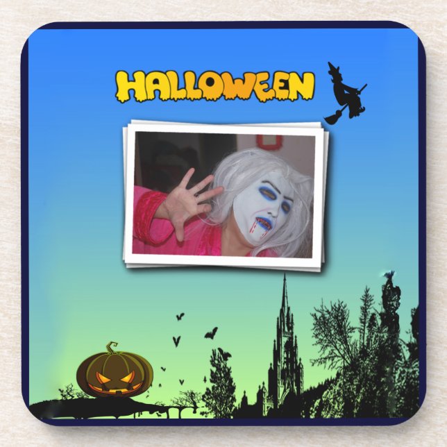 Porta-copo Halloween Dusk com Witch Adicionar Fotografia (Frente)