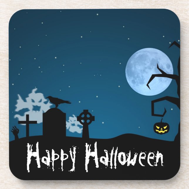 Porta-copo Halloween Fantasmas em Graveyard (Frente)