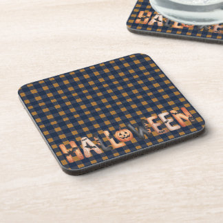 Porta-copo Halloween Plaid Pumpkin