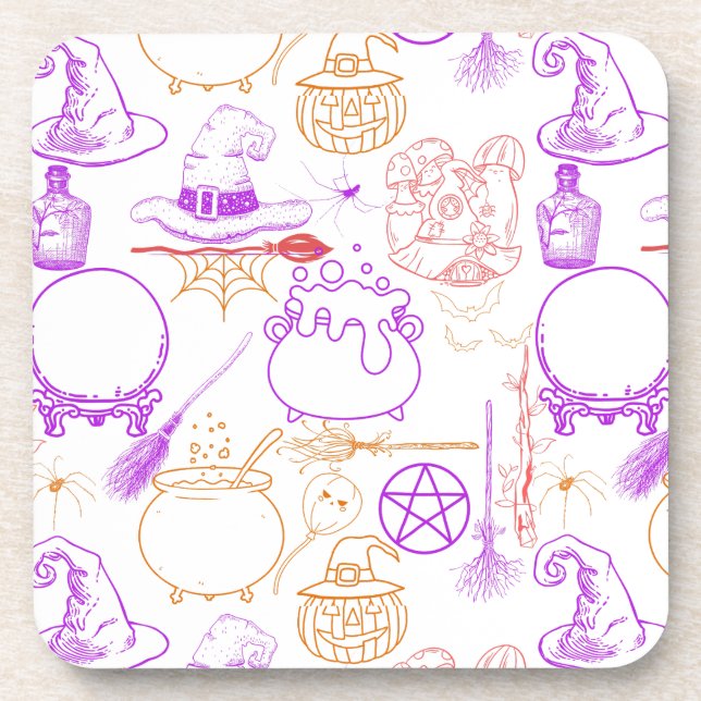 Porta-copo Halloween Witchcraft Pattern Neon 01 (Frente)