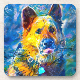 Porta-copo Halo: Retrato de um German shepherd