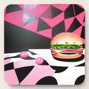 Porta-copo Hamburger do Estilo Retro Rosa