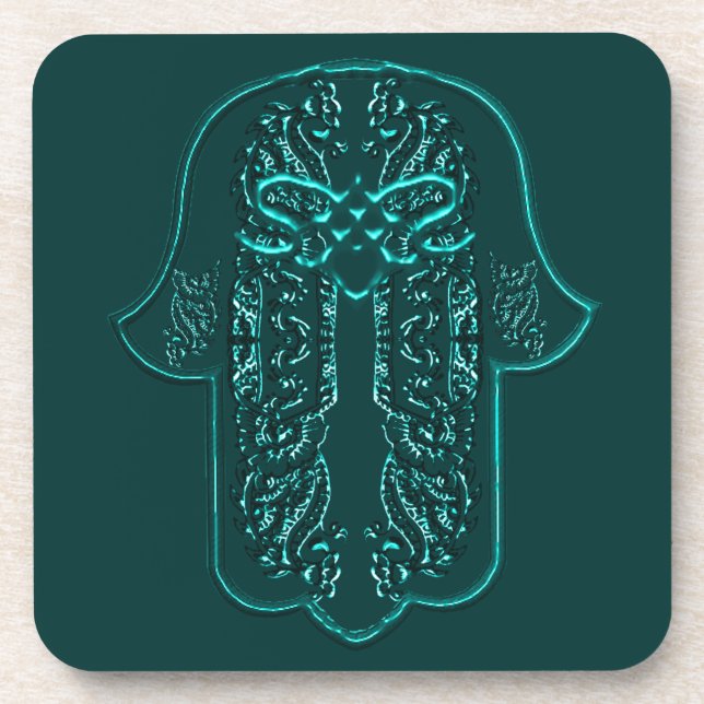 Porta-copo Hamsa Hand feat: Heart (Teal) (Frente)