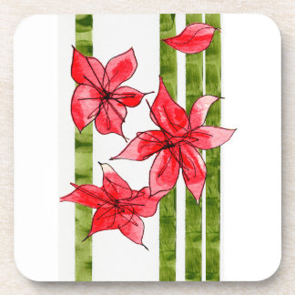 PORTA-COPO HAND DRAWN POINSETTA COASTER