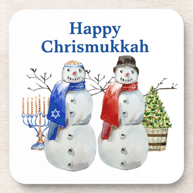 Porta-copo Hanukkah Snowman Christmas Chrismukkah (Frente)