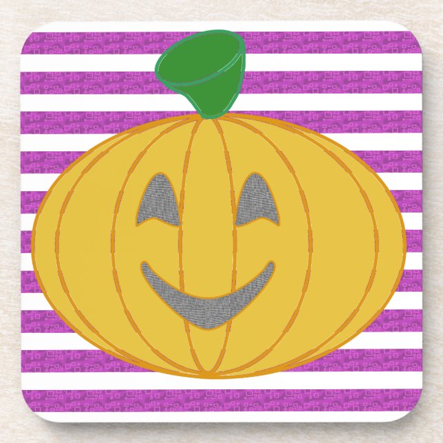 Porta-copo Happy Chic Modern Orange Pumpkin Purple Geometric (Frente)