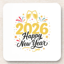 Porta-copo Happy New Year 2026 Coaster Set 