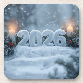 Porta-copo happy new year 2026 winter pine coasters