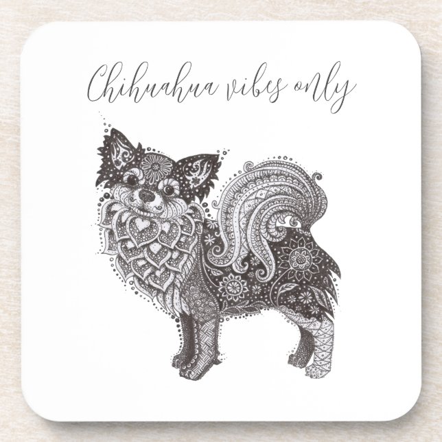 Porta-copo Hard Plastic Coaster Chihuahua Vibes (Frente)