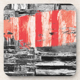 Porta-copo Hard Plastic Coaster – Red Pulse Abstract Design