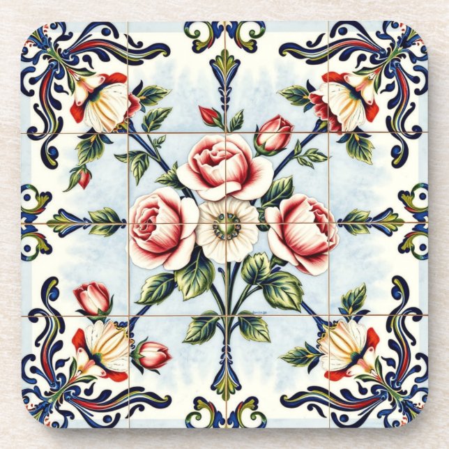 Porta-copo harmonia em rosas suporte (Frente)
