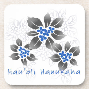Porta-copo Hawaiian Holly Hanukkah Blue Floral
