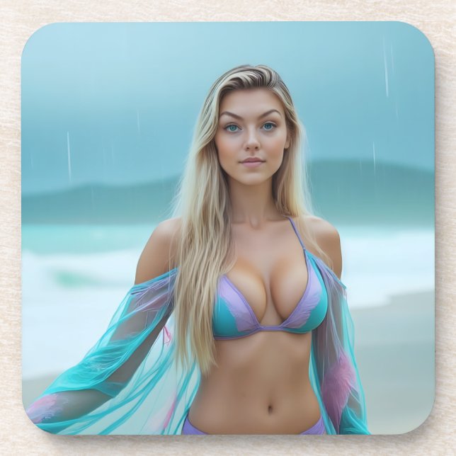 Porta-copo Helena Chevalier: Serenidade no Plástico de Shore (Frente)