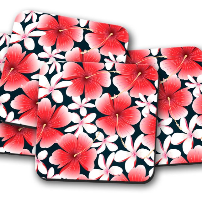 Porta-copo Hibisco Vermelho Tropical | Conjunto de Portas cop (Criador carregado)