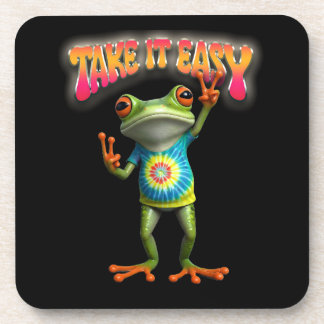 Porta-copo Hippie Frog Take it Easy Fun Colorful 