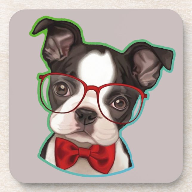 Porta-copo Hipster de arte Pop bonito de Boston Terrier (Frente)