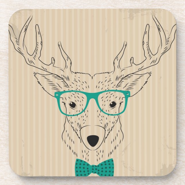 Porta-copo Hipster Reindeer Elk com óculos graciosos Natal (Frente)