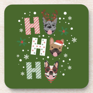 Porta-copo Ho Ho Ho Bulldog Francês Feliz Natal