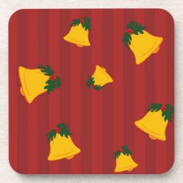 Porta-copo Holiday Red Gold Stripe Bells Christmas