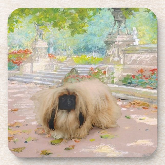 Porta-copo Honey Pekingese em Floral Setting (Frente)