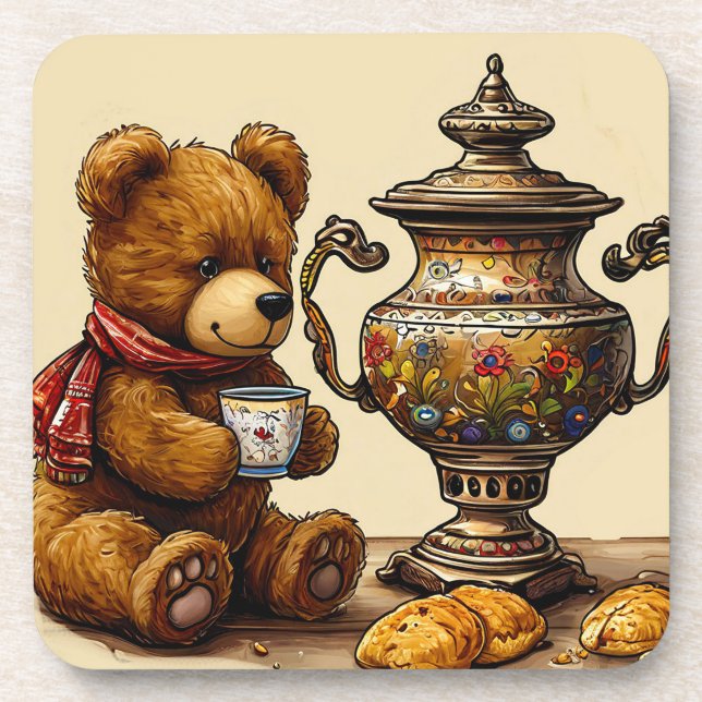 Porta-copo Hora do chá com urso (Frente)