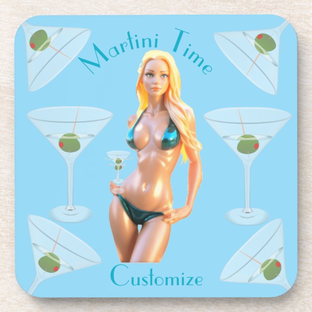 Porta-copo Hora do Martini Babe de Bikini Thunder_Cove  (Frente)