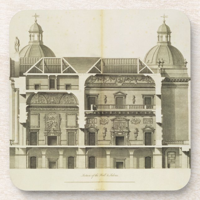 Porta-copo Houghton Salão: secção transversal do Salão e do (Frente)