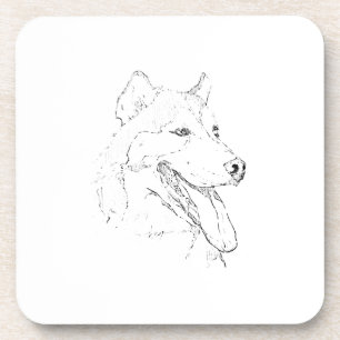 Porta-copo Husky Siberiano – Desenho de Linha Minimalista de