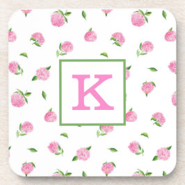 Porta-copo Hydrangas Rosa De Aquarela Monograma