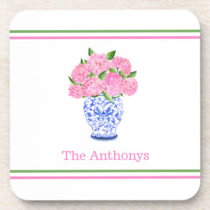 Porta-copo Hydrangea Rosa Personalizada com Estilo Chines e L