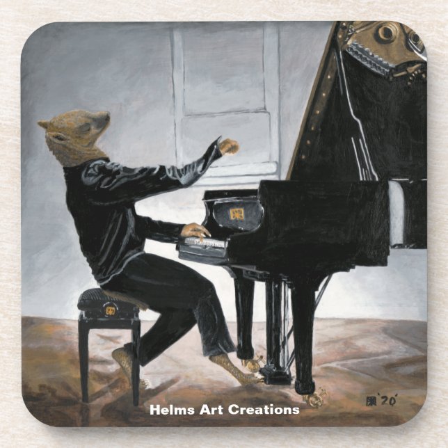 Porta-copo Hyena Piano Music Player Fantasy Portas copos Plás (Frente)