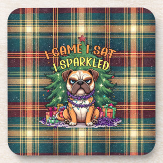 Porta-copo I Came I Sat I Sparkled Funny Christmas Bulldog