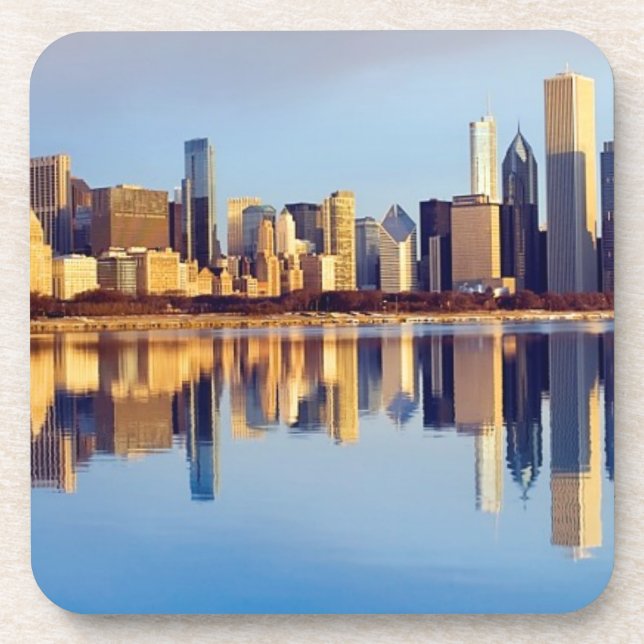 Porta-copo Ideia da skyline de Chicago com reflexão (Frente)