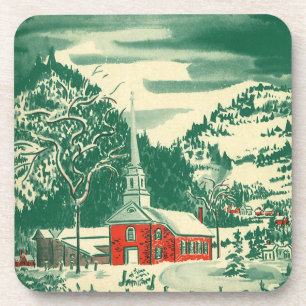 Porta-copo Igreja de Natal Vintage, Paisagem de Neve no Inver