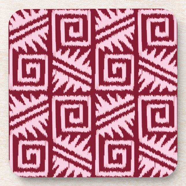 Porta-copo Ikat Aztec Pattern - Borgonha e Rosa (Frente)