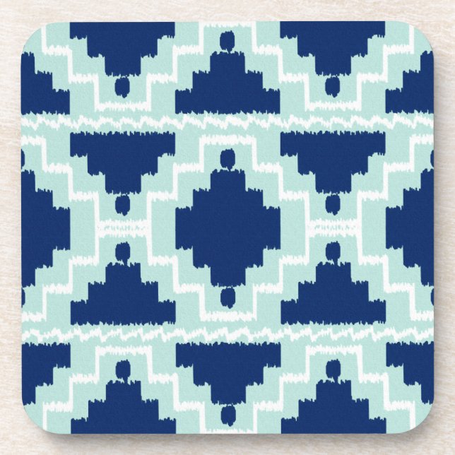 Porta-copo Ikat Aztec Pattern - Indigo e azul claro (Frente)