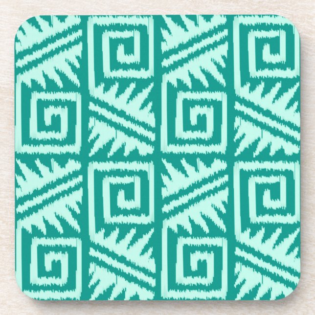 Porta-copo Ikat Aztec Pattern - Turquoise e Aqua (Frente)