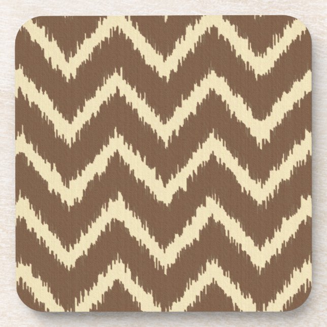 Porta-copo Ikat Chevrons - Marrom chocolate e bege (Frente)