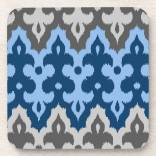 Porta-copo Ikat Damask, Blue e Cinzas / Cinza marroquino