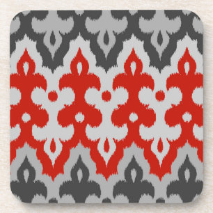 Porta-copo Ikat Damask, Graphite Cinza e Vermelho marroquinos