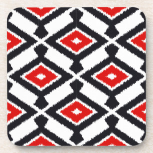 Porta-copo Ikat Pattern - Dark Red, Black and White