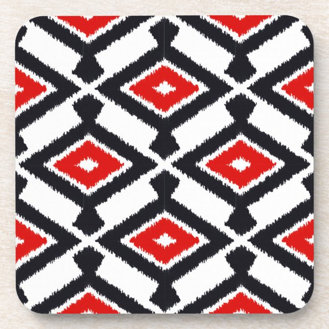 Porta-copo Ikat Pattern - Dark Red, Black and White (Frente)
