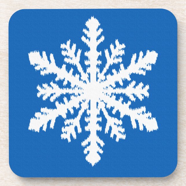 Porta-copo Ikat Snowflake 1 de 4 - Azul cobalto e branco (Frente)