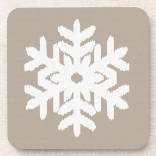 Porta-copo Ikat Snowflake - Taupe bronzeado e branco